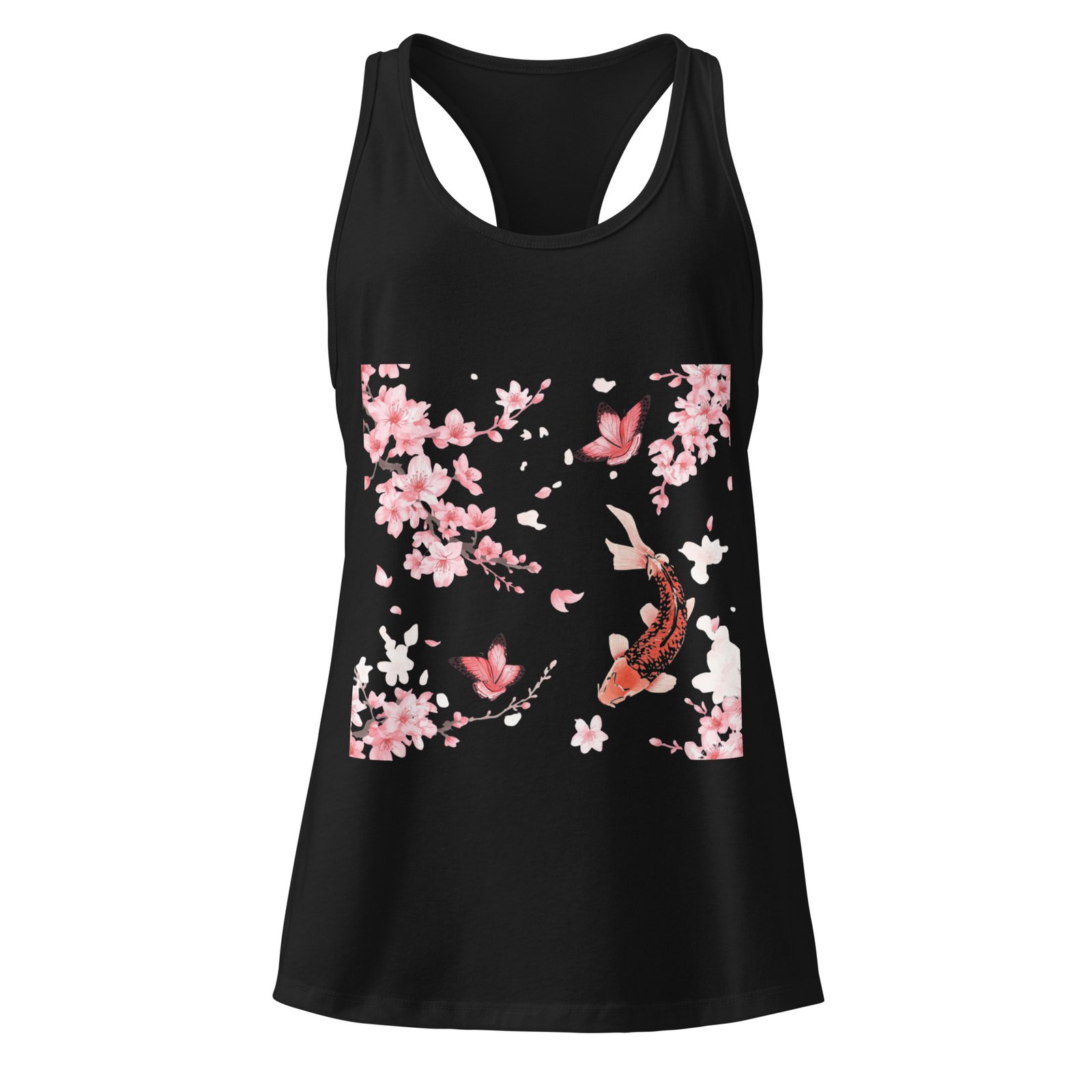 Camiseta de tirantes ajustada para mujer Patrón Sakura - Koi