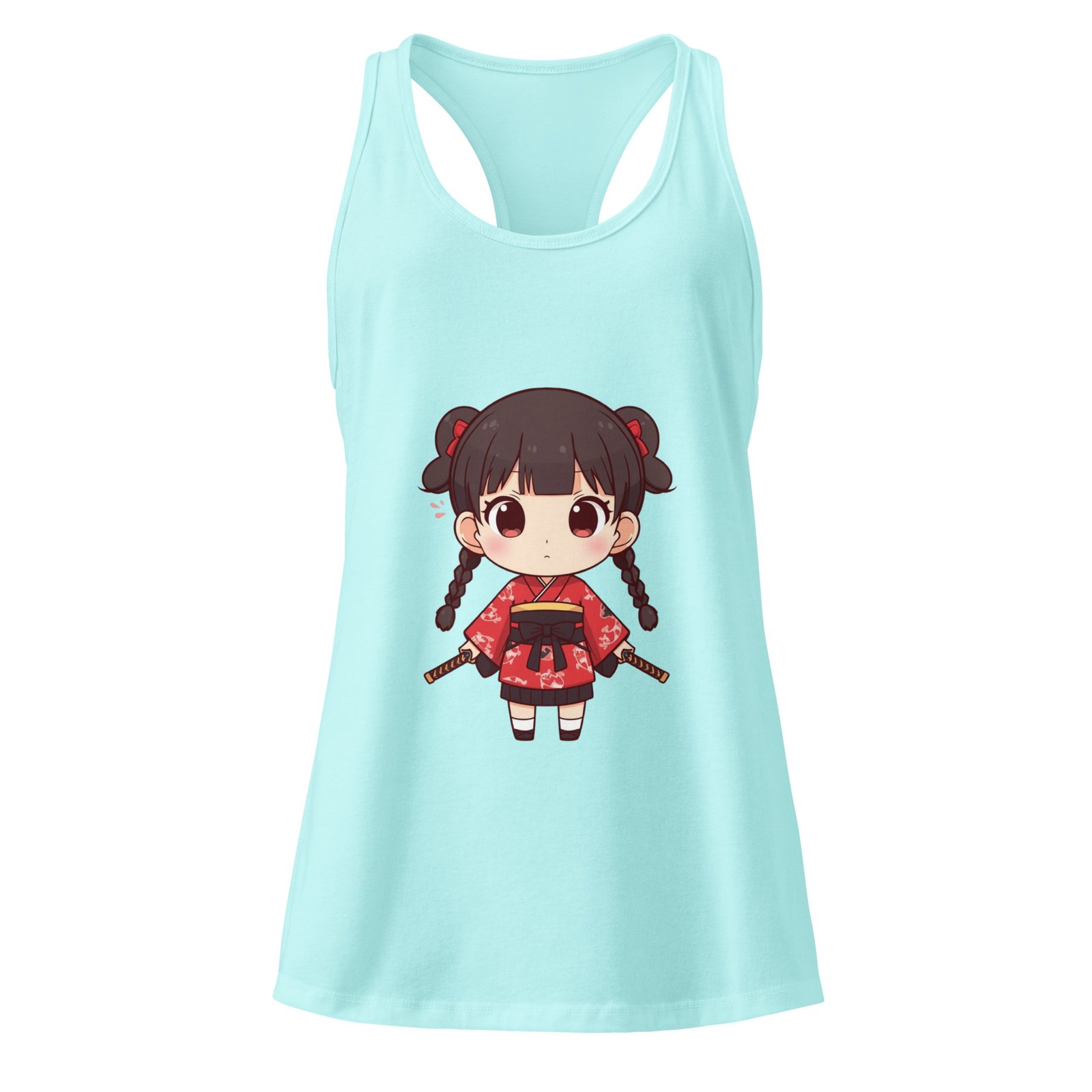 Camiseta de tirantes ajustada para mujer Chibi Samurai - Imagen 6