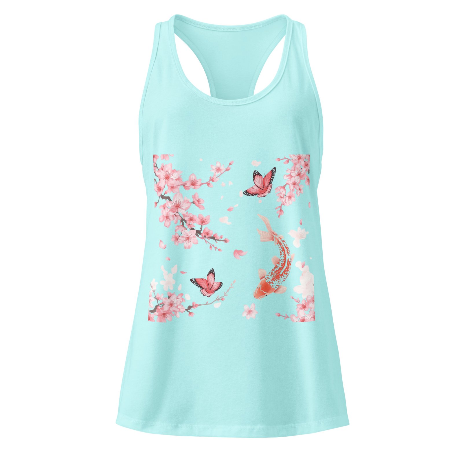 Camiseta de tirantes ajustada para mujer Patrón Sakura - Koi - Imagen 6