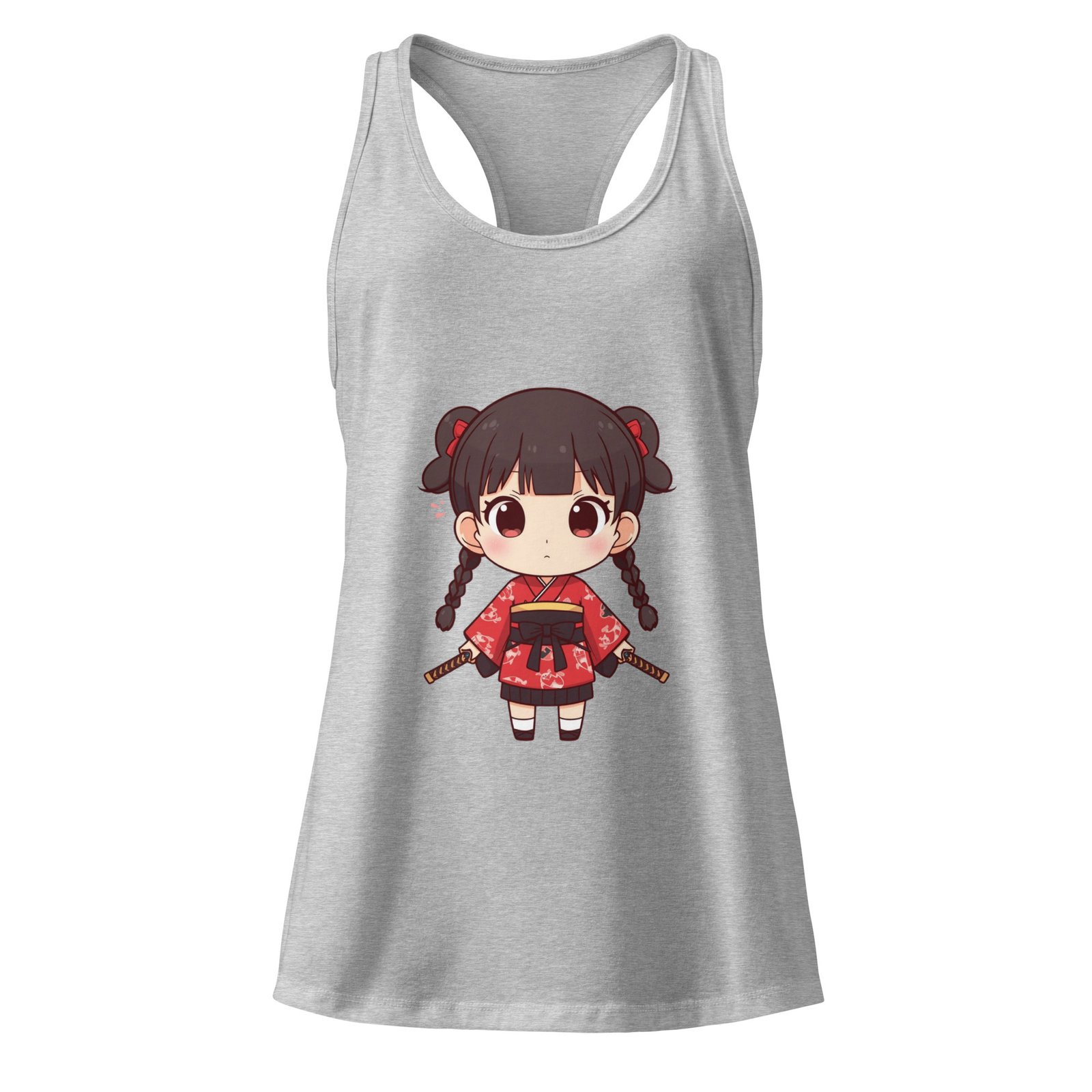 Camiseta de tirantes ajustada para mujer Chibi Samurai - Imagen 5