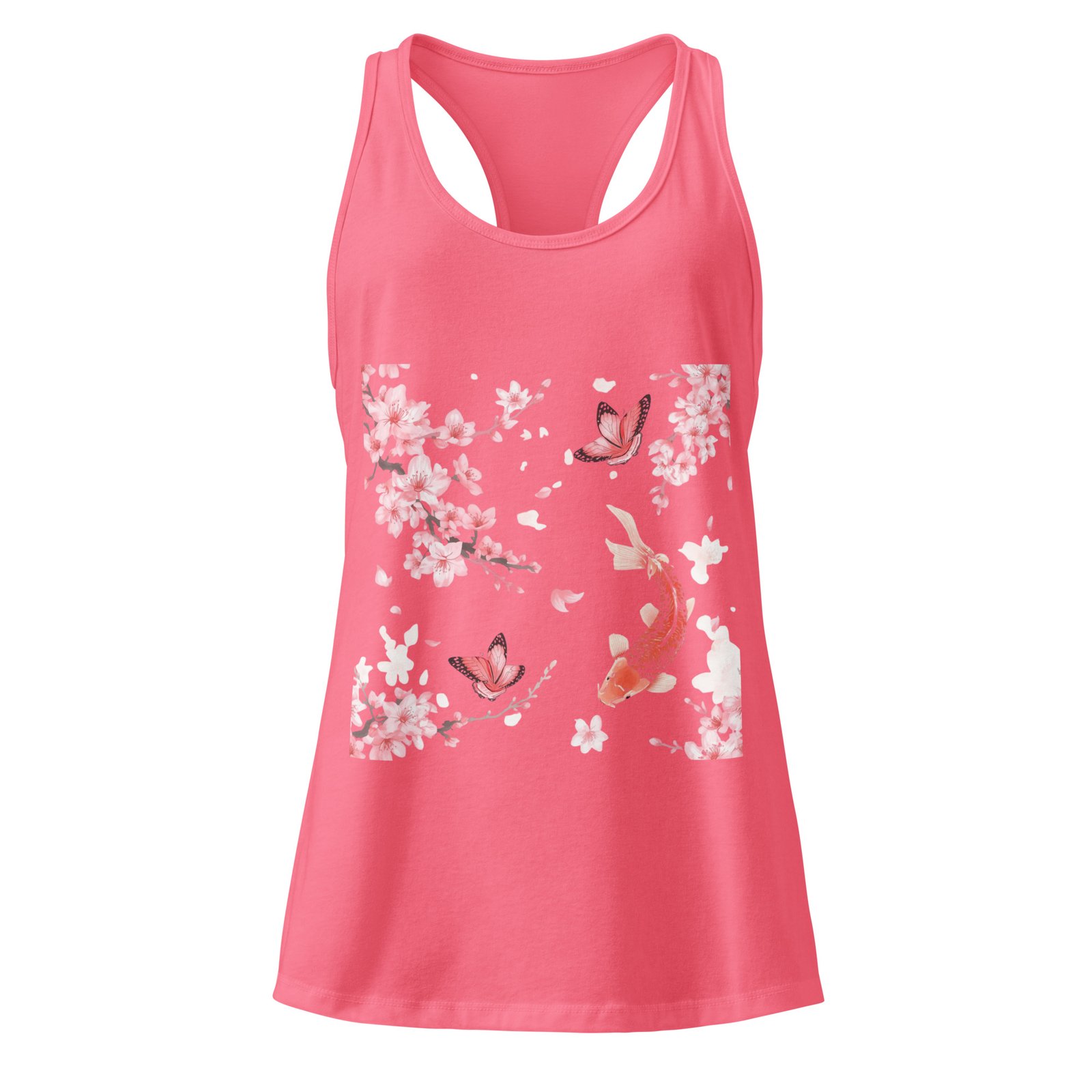 Camiseta de tirantes ajustada para mujer Patrón Sakura - Koi - Imagen 2