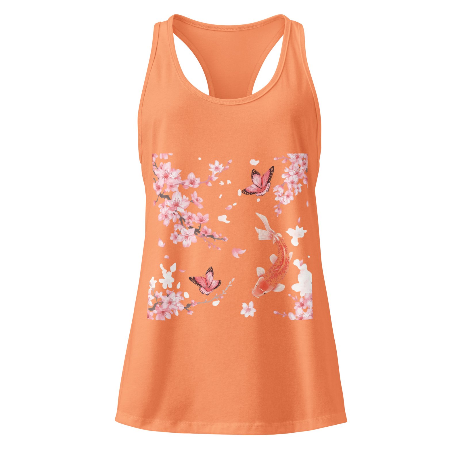 Camiseta de tirantes ajustada para mujer Patrón Sakura - Koi - Imagen 3
