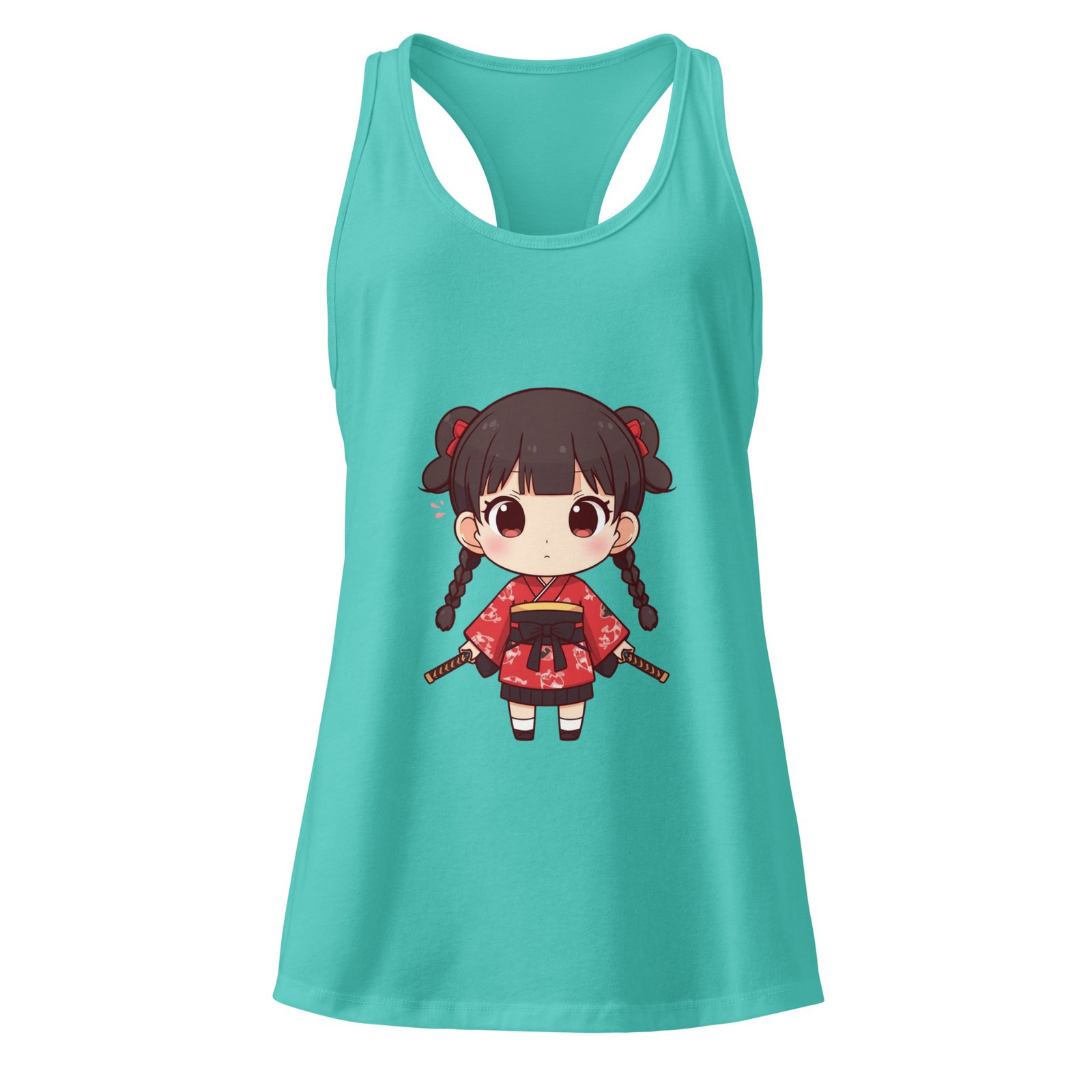 Camiseta de tirantes ajustada para mujer Chibi Samurai - Imagen 4