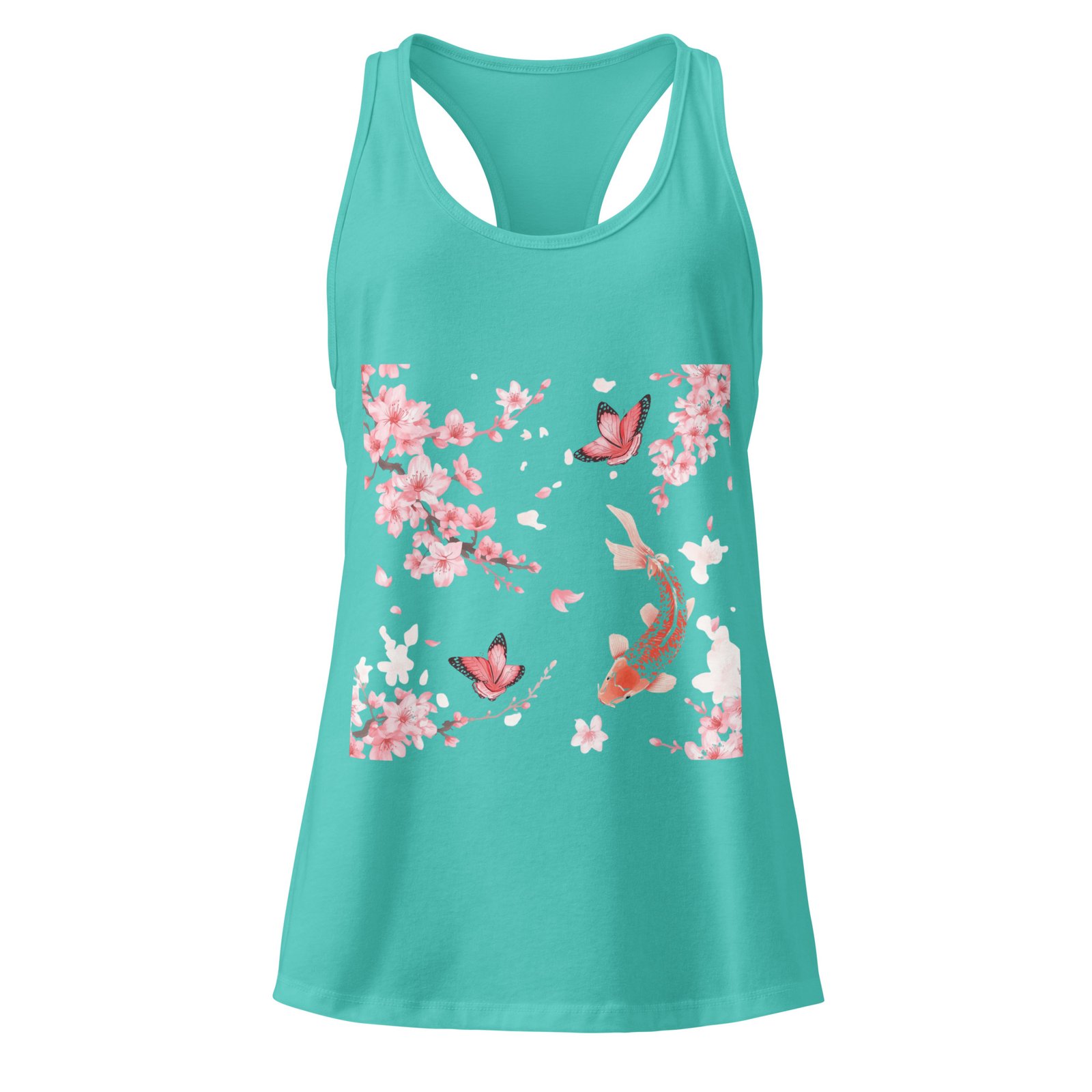 Camiseta de tirantes ajustada para mujer Patrón Sakura - Koi - Imagen 4