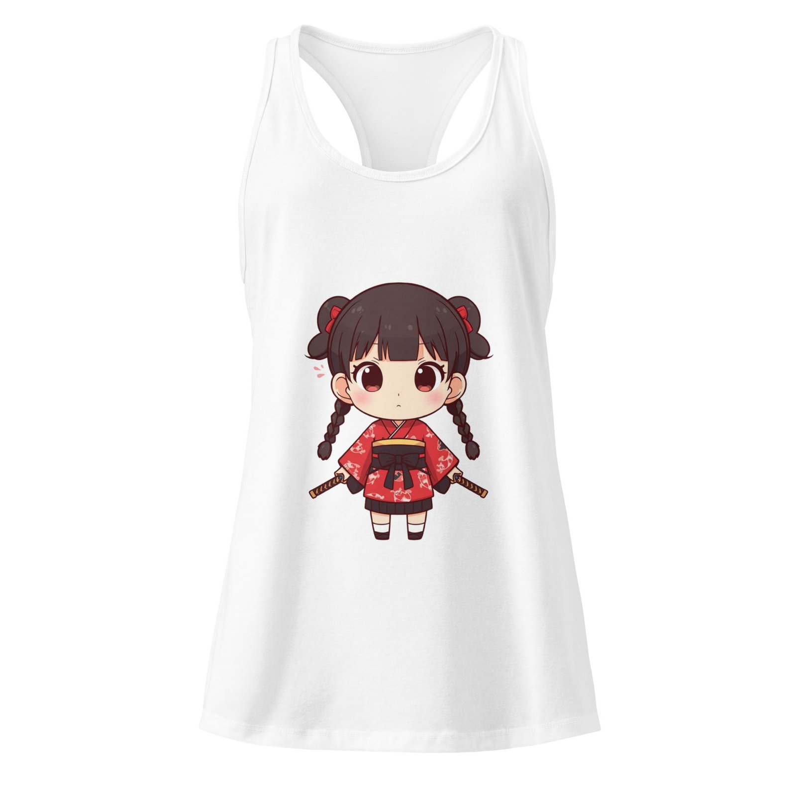 Camiseta de tirantes ajustada para mujer Chibi Samurai - Imagen 7