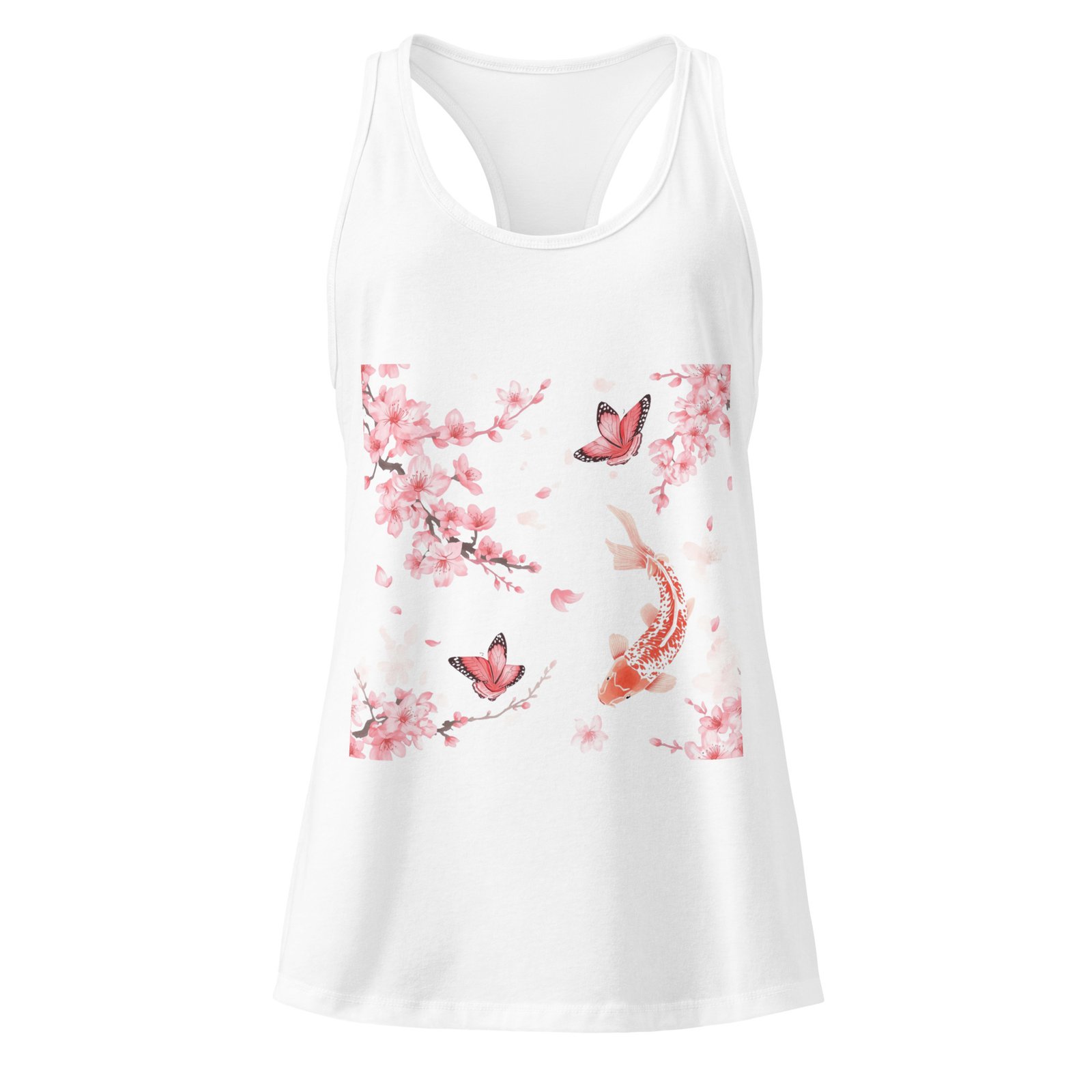 Camiseta de tirantes ajustada para mujer Patrón Sakura - Koi - Imagen 7