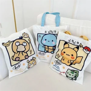 Bolso de hombro de lona con diseño de Pokémon, bolso portátil diario para compras, regalos para estudiantes, niñas y adolescentes