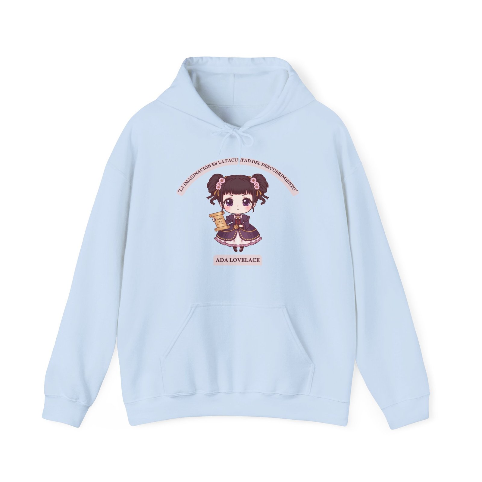Sudadera con capucha Ada Lovelace chibi · “La imaginación es la facultad del descubrimiento”